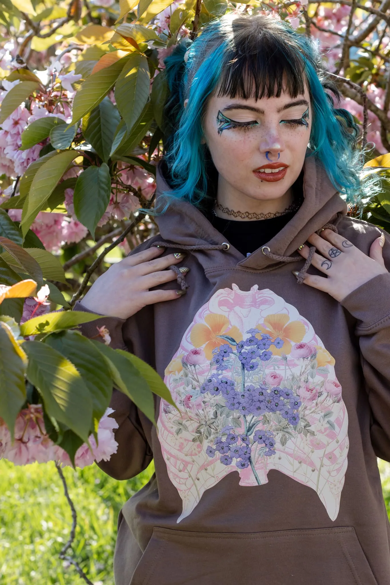 Soft Pink Ribcage Mocha Hoodie