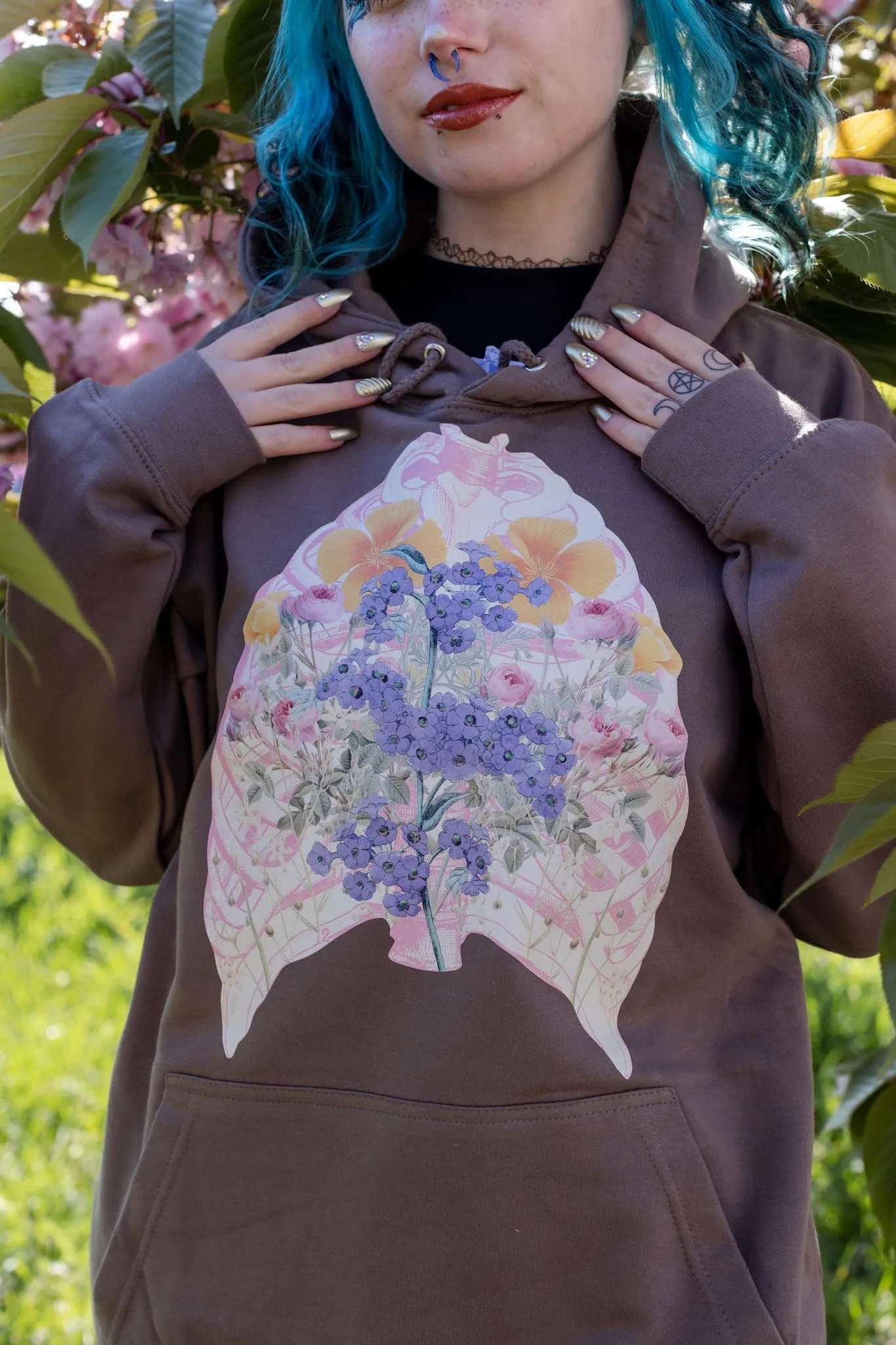 Soft Pink Ribcage Mocha Hoodie