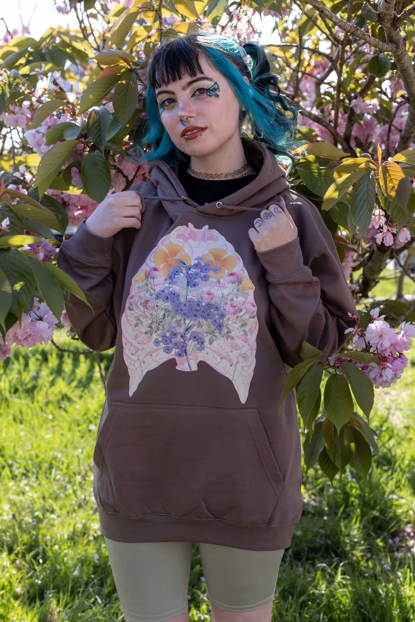 Soft Pink Ribcage Mocha Hoodie