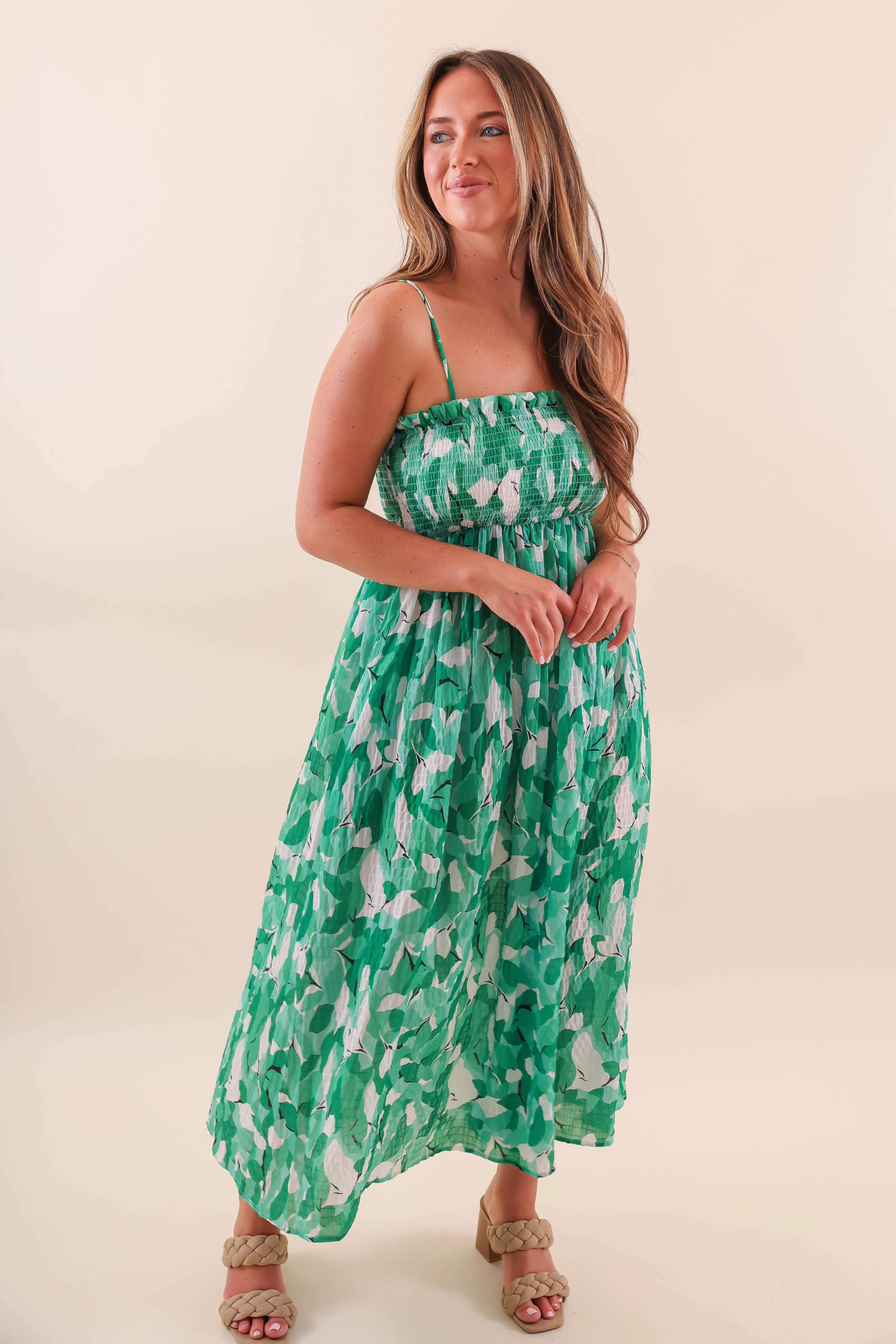 Modern Lines velvet feel Garden Romance Midi Dress