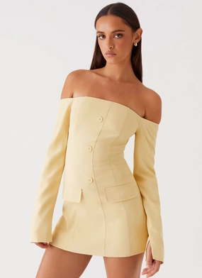 Retro Detail Dominique Blazer Mini Dress - Yellow