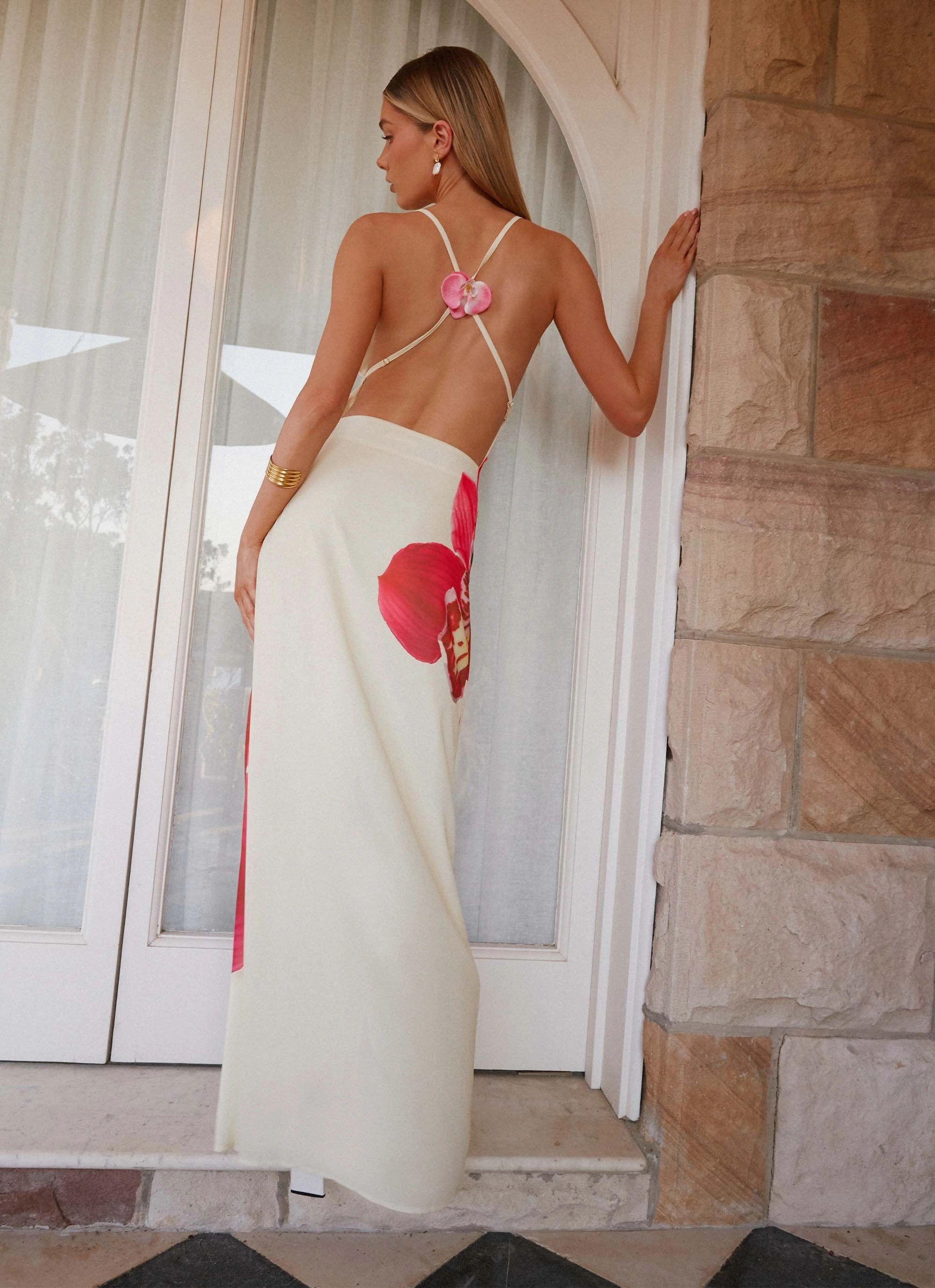 Island Girl Maxi Dress - Yellow ruffle trim