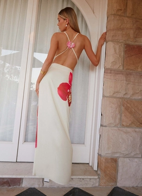Island Girl Maxi Dress - Yellow ruffle trim