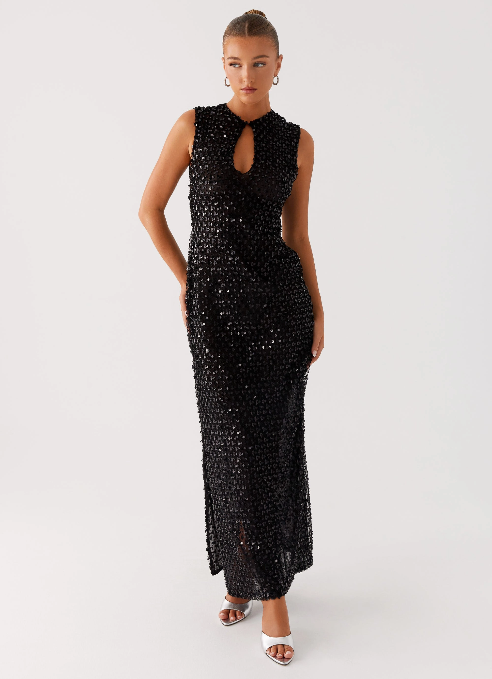 Cool Motion Kore Sequin Maxi Dress - Black