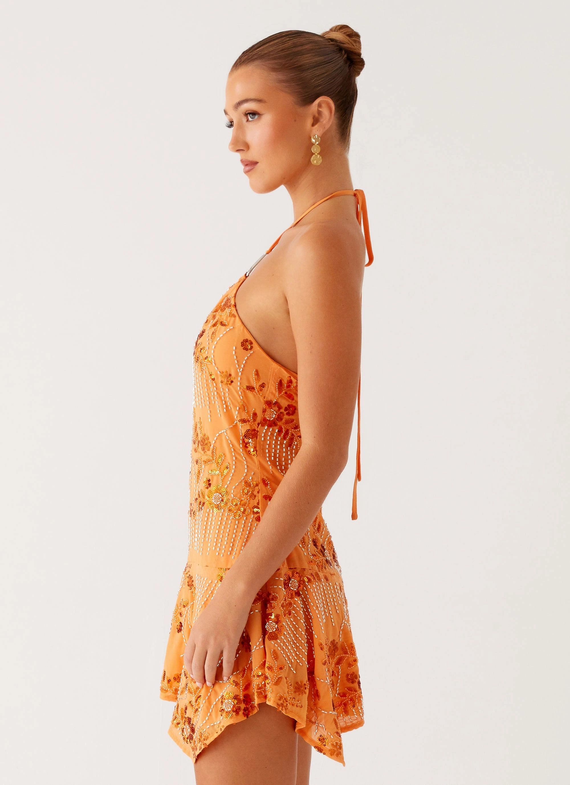 Ampolia Halter Mini Dress - Orange Relaxed Mood