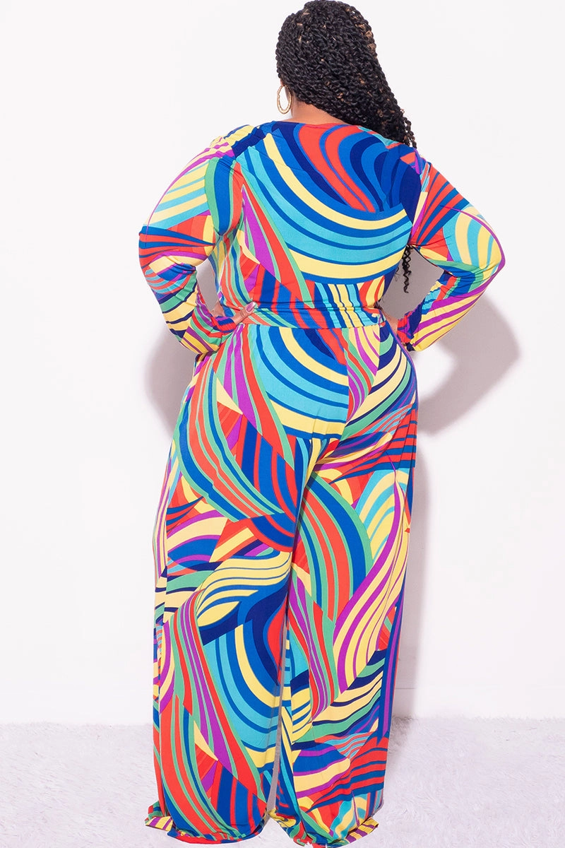 Final Sale Plus Size 2pc Crop Top and Palazzo Pants Set in Multi Color Print Quick Pack Outdoor Essentials