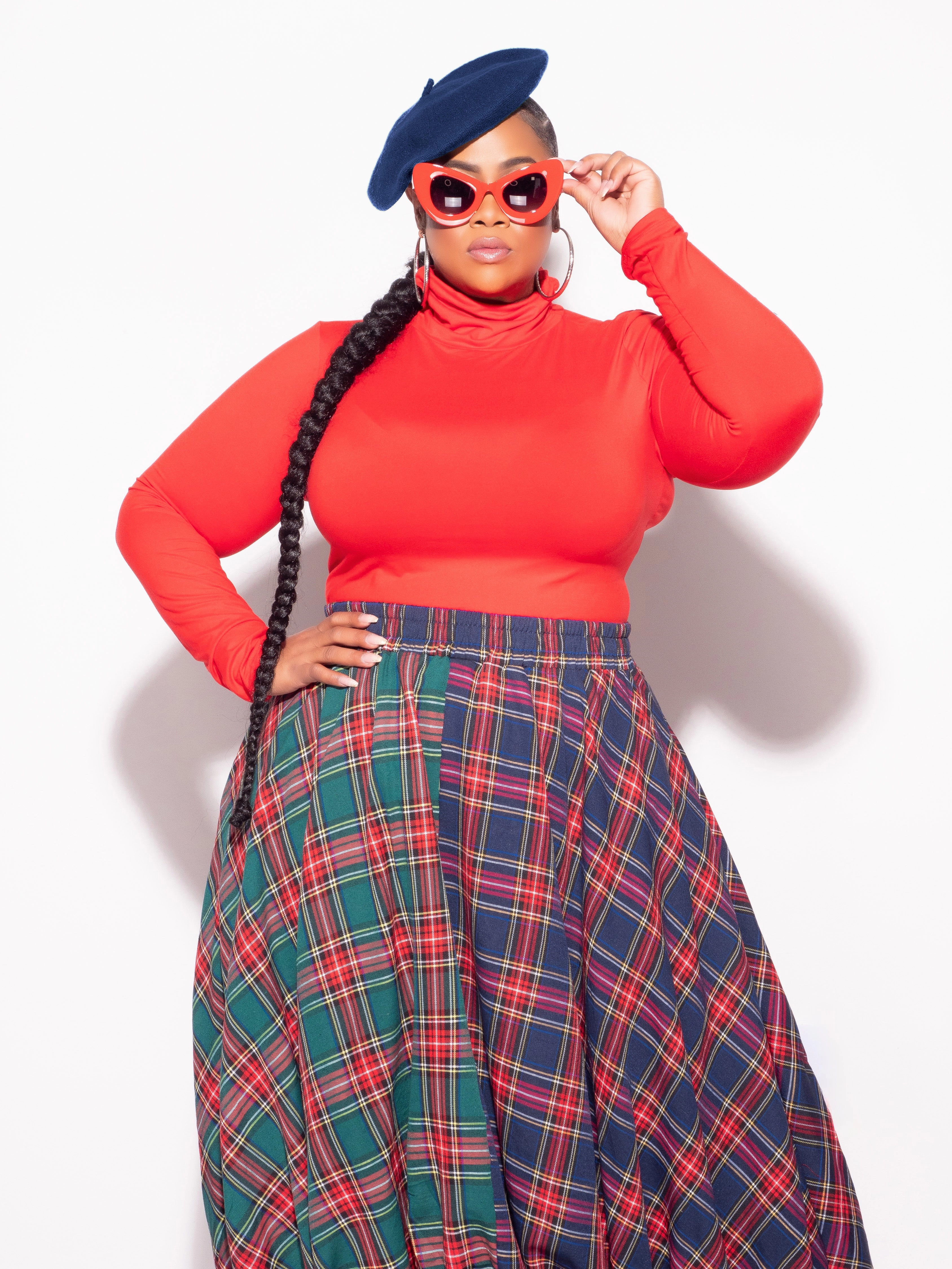 Final Sale Plus Size Turtleneck in Red Low Profile Design Work Friendly