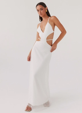Enchanted Melodies Maxi Dress - White Occasion Ready