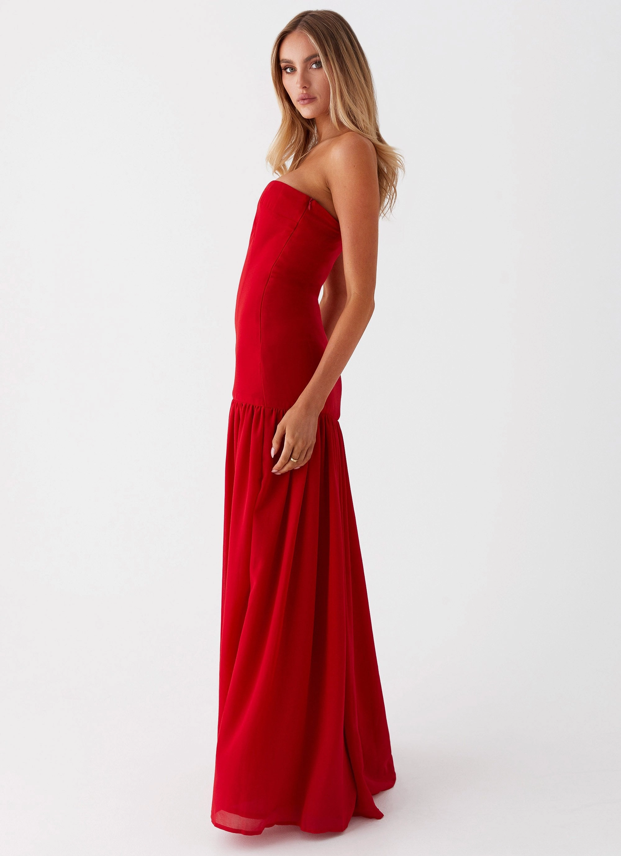 Eden Strapless Maxi Dress - Red ReversibleStyle