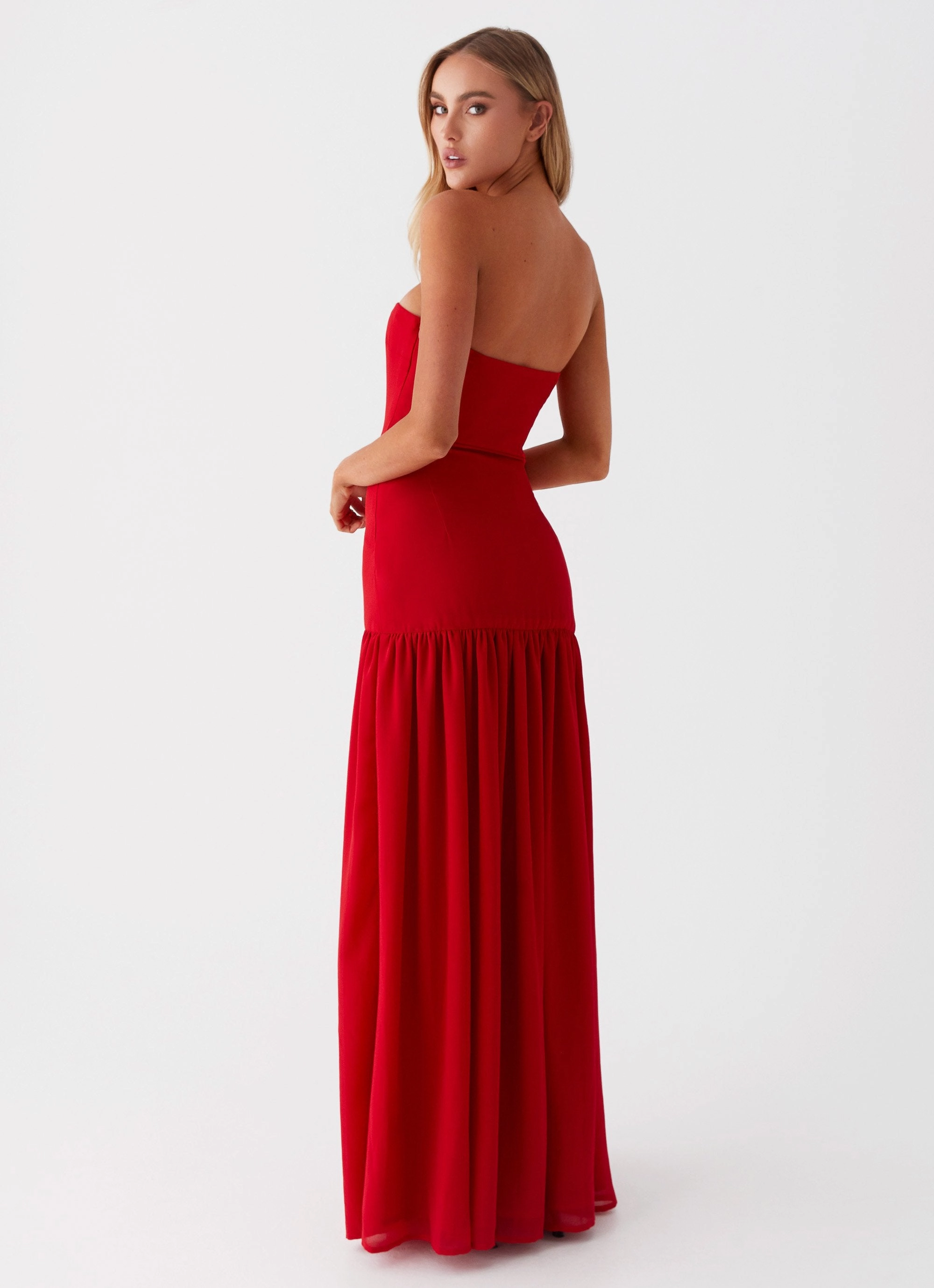 Eden Strapless Maxi Dress - Red Graduation-Event All-Occasion Wear