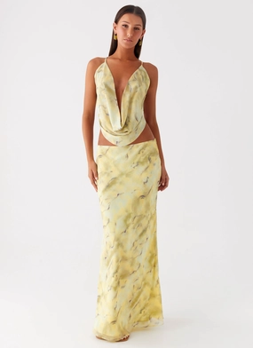 Kylo Low Rise Maxi Skirt - Yellow Tie Dye Convertible legs