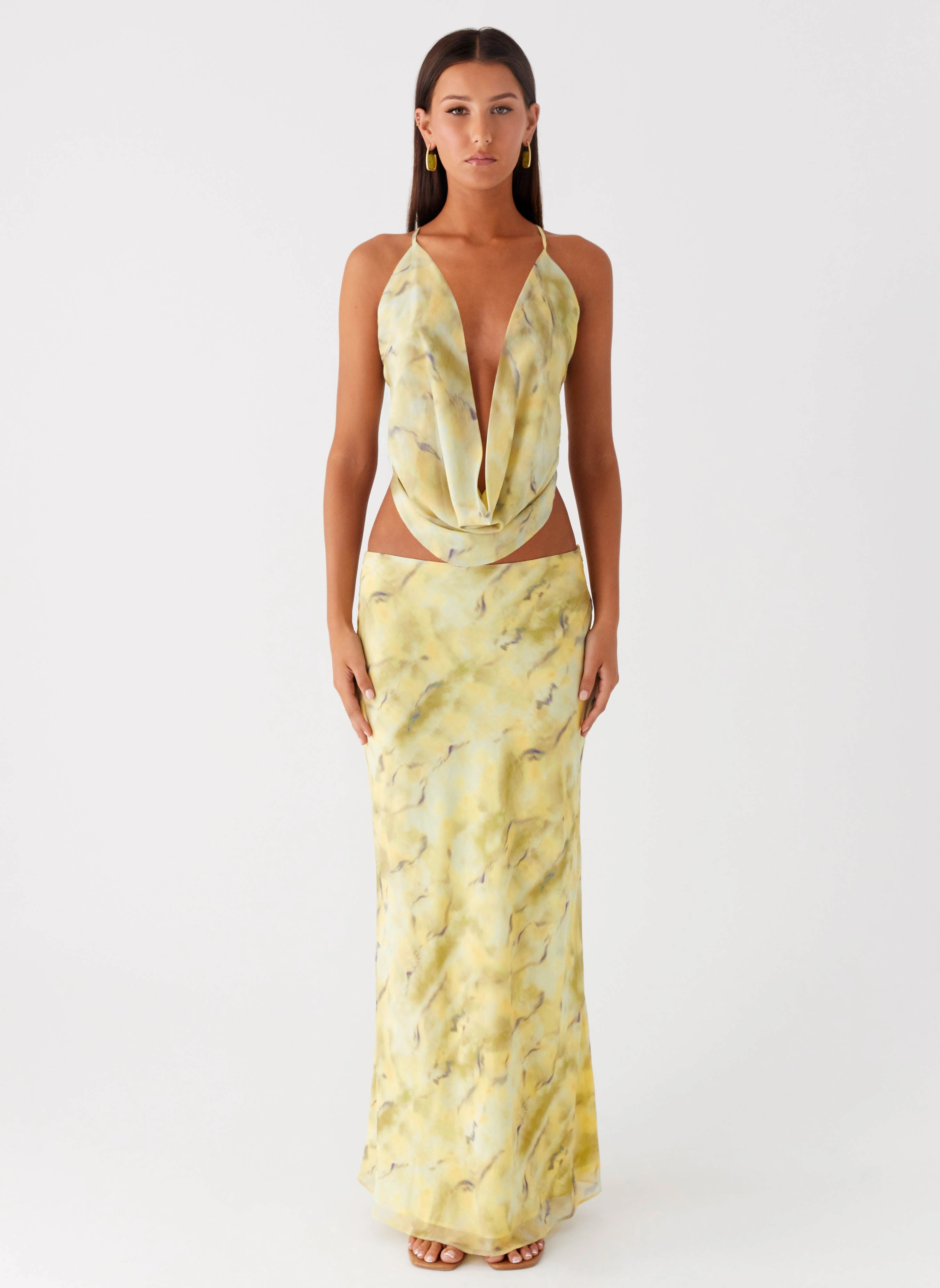 Kylo Low Rise Maxi Skirt - Yellow Tie Dye Functional Comfort Wear Compact Pack