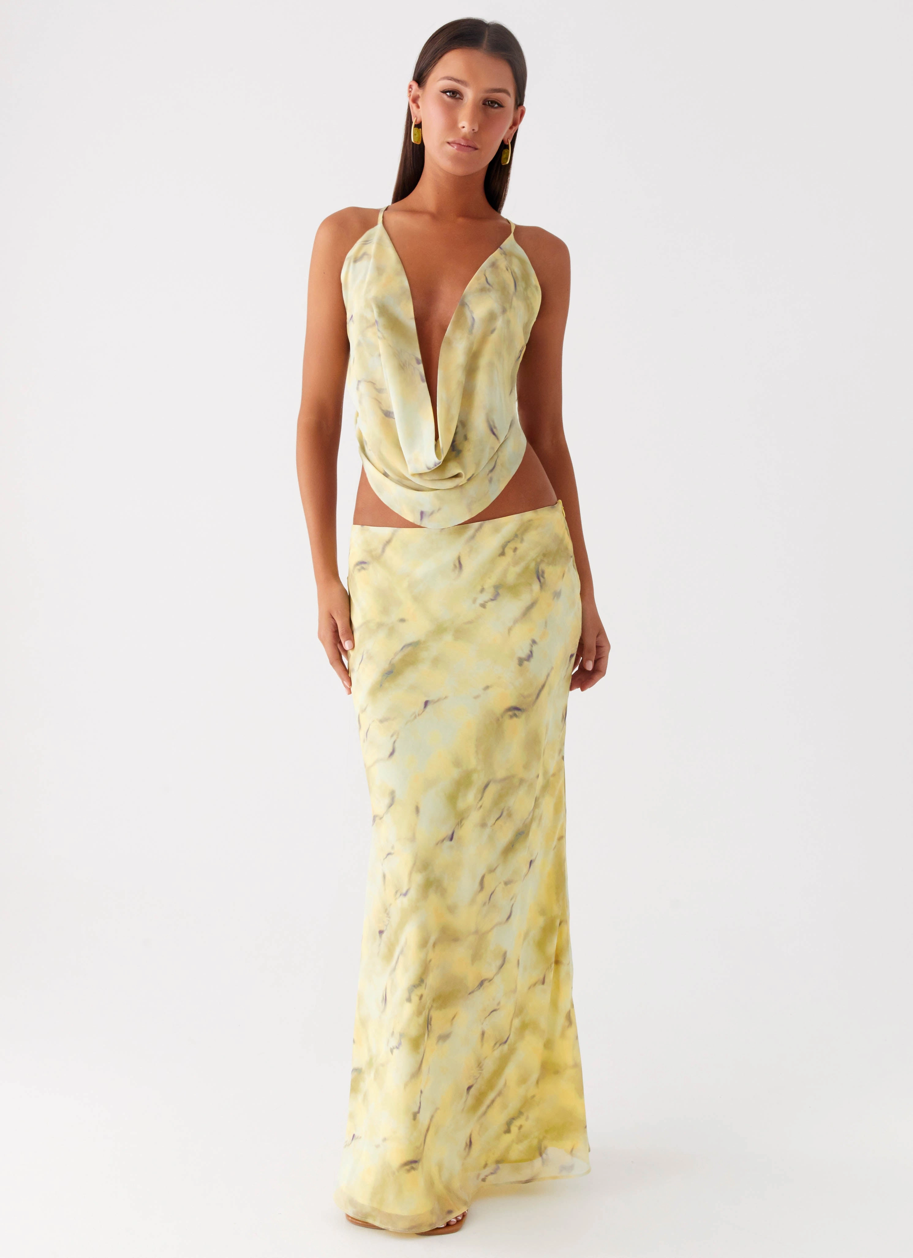 Kylo Low Rise Maxi Skirt - Yellow Tie Dye Convertible legs