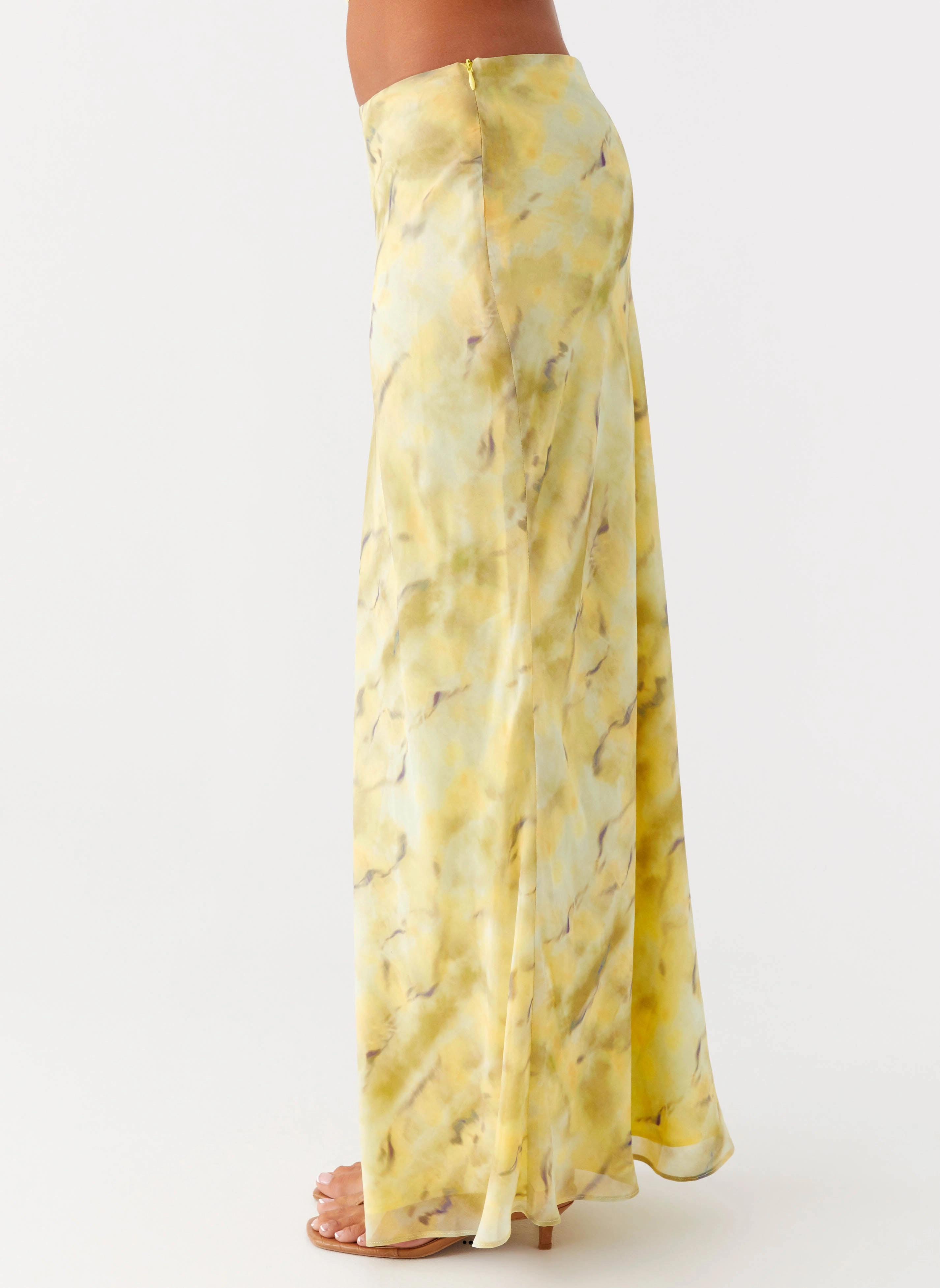 Kylo Low Rise Maxi Skirt - Yellow Tie Dye Cold Weather Wear Quick Conversion Hem