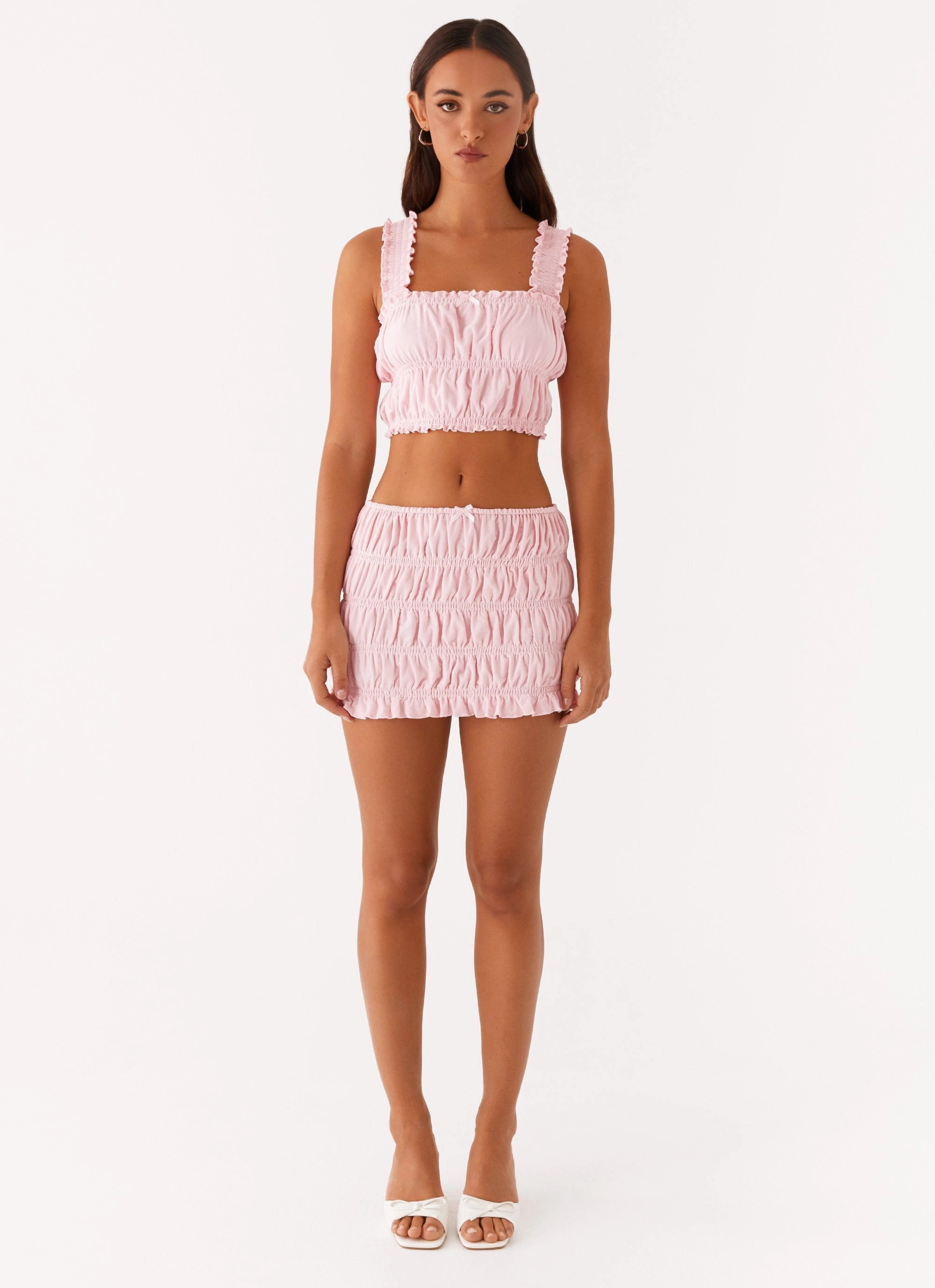 Off by Heart Shirred Skirt - Blush Chill Wear