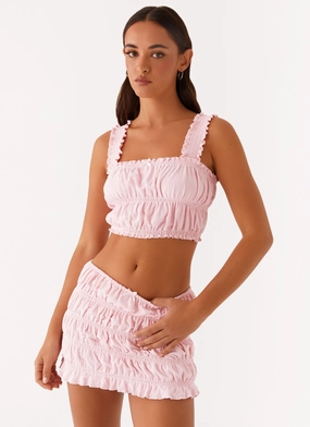 Off by Heart Shirred Skirt - Blush Athletic Comfort Easy Movement