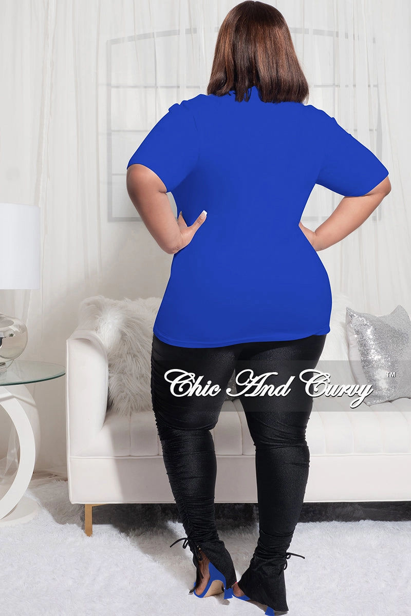 Final Sale Plus Size Short Sleeve V-Neck Boujee AF T-Shirt in Royal Blue Travel Fit