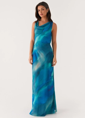 Casual Style Wear Carelle Maxi Dress - Blue Tie Dye