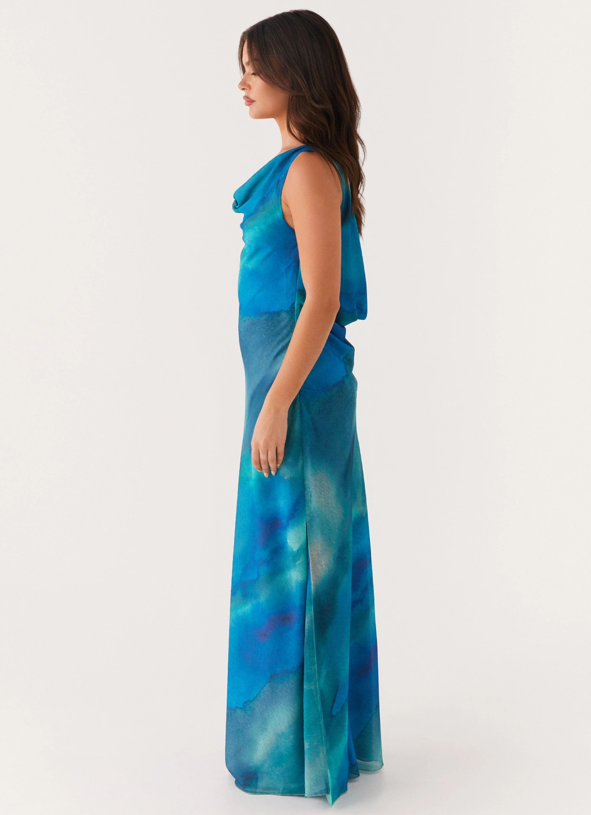 Carelle Maxi Dress - Blue Tie Dye Formal Look Clean Finish