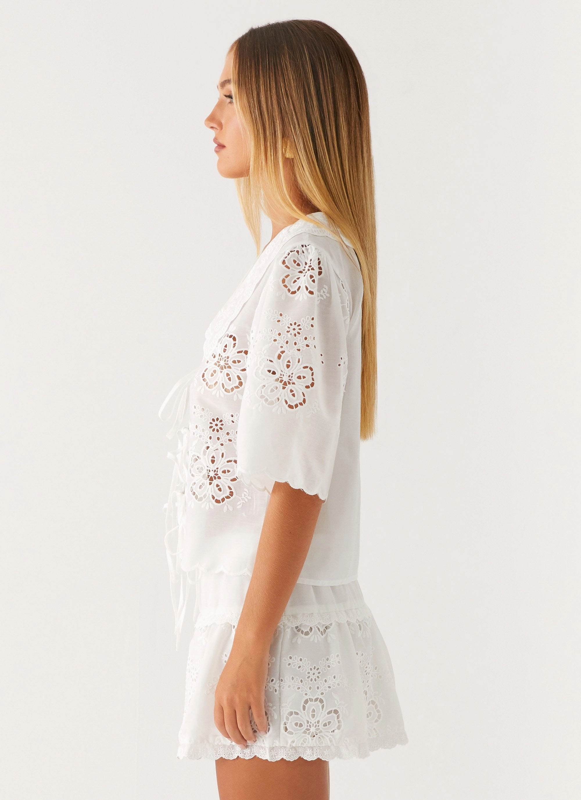 Summer Escape Embroidered Top - White Modern Silhouette