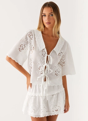 Summer Escape Embroidered Top - White SeamlessDesign
