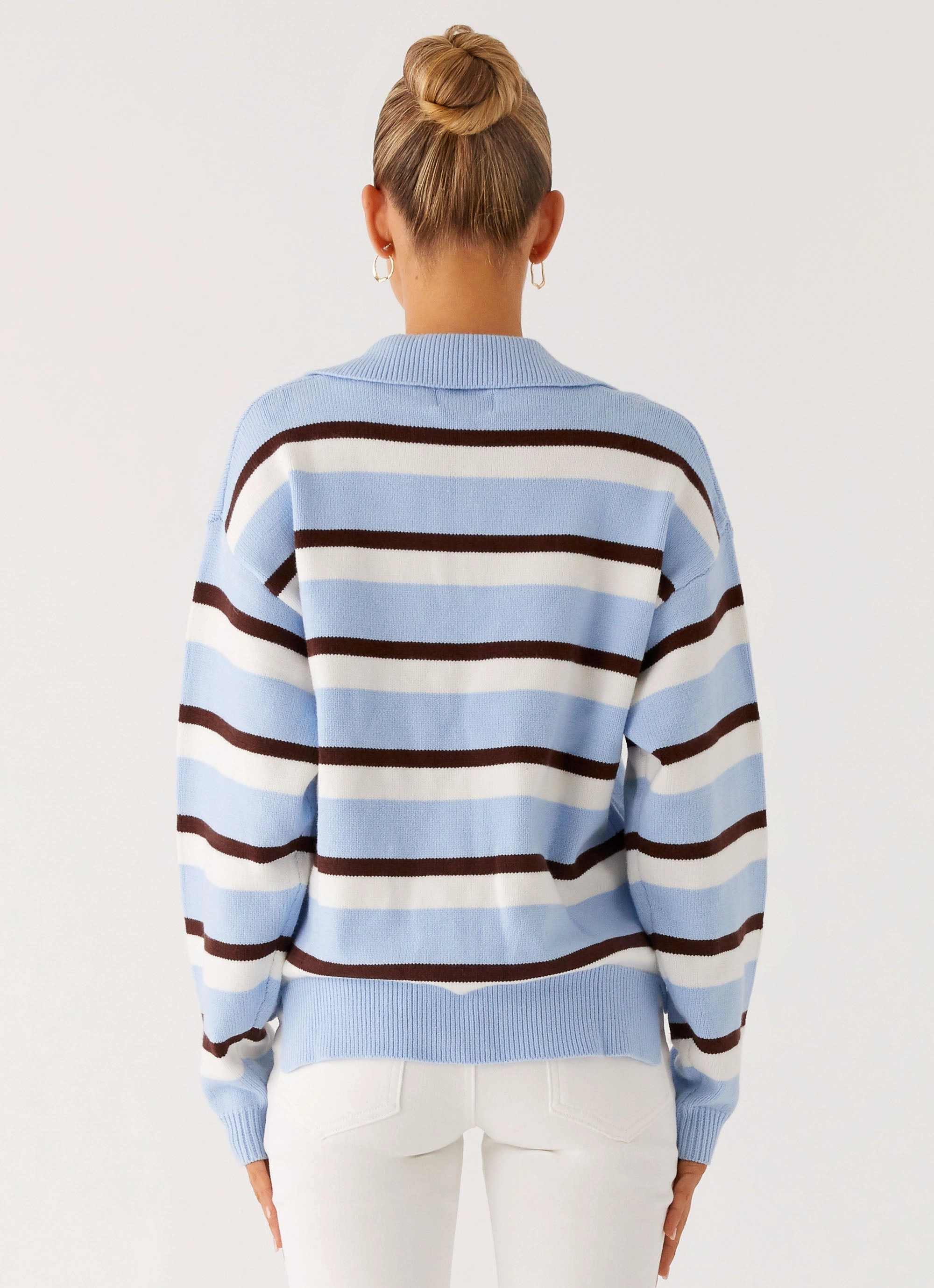 Liana Striped Polo - Blue Stripe Ventilated Back Panel