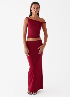 Solace Soul Maxi Skirt - Maroon MachineWashable All weather