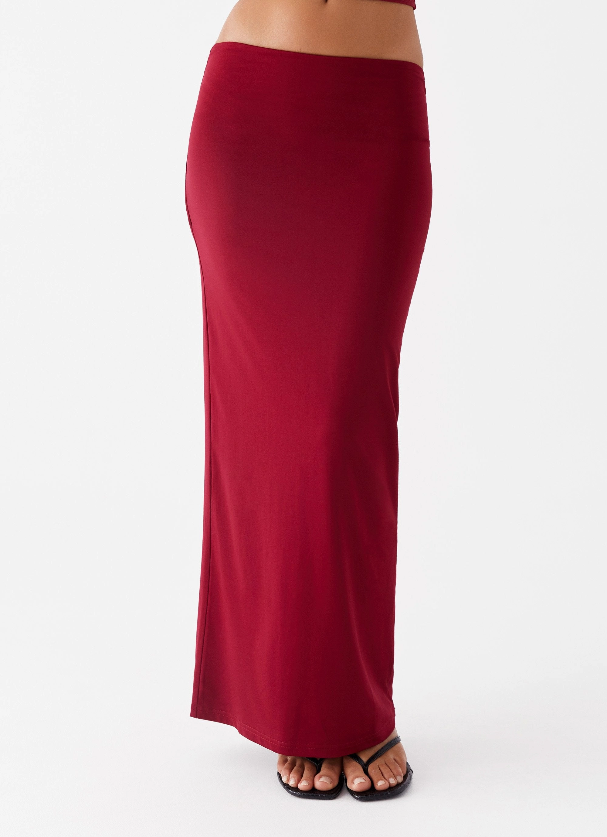 Solace Soul Maxi Skirt - Maroon Stain Repellent Coating Perfect Silhouette