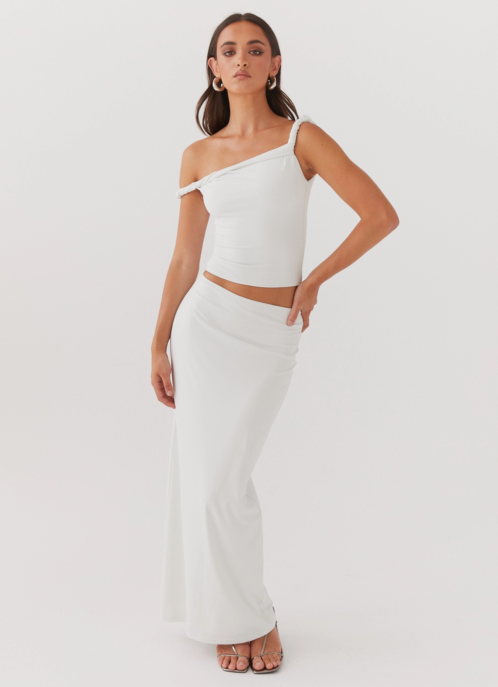 Quick Dry Material EasyCare Material Solace Soul Twist Shoulder Top - Ivory