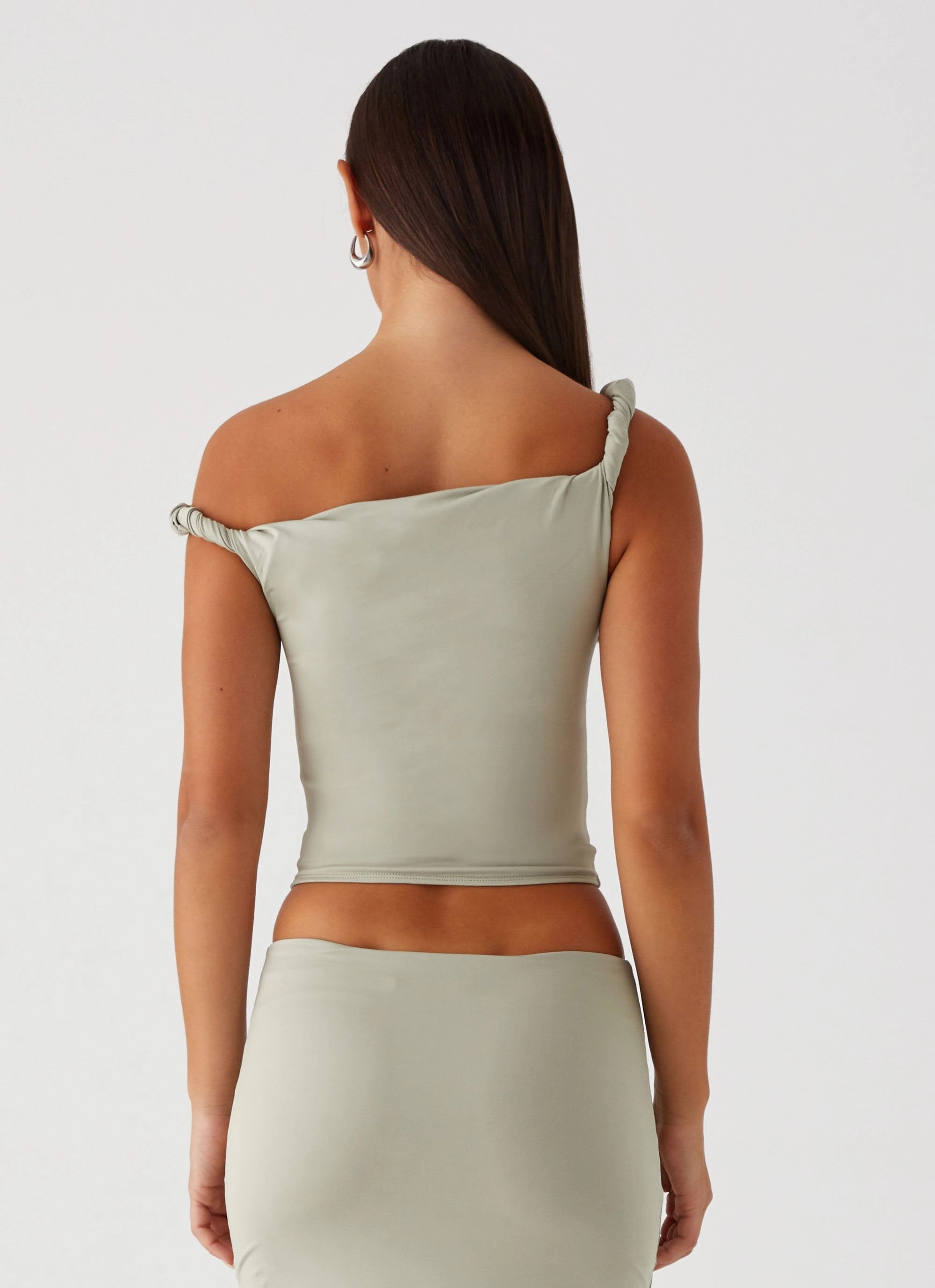 SoftTouchBrushedInterior Solace Soul Twist Shoulder Top - Sage