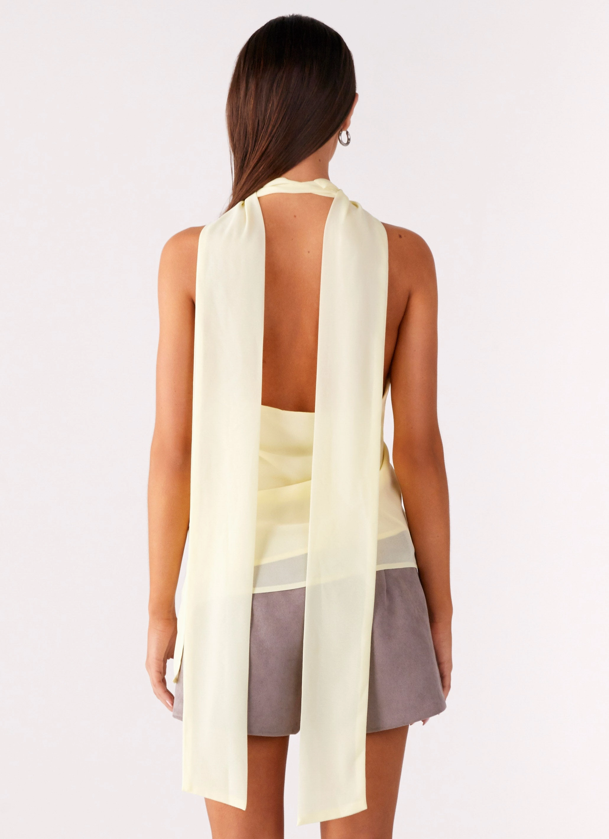 Double Layered Hood Assembly Solari Scarf Top - Yellow