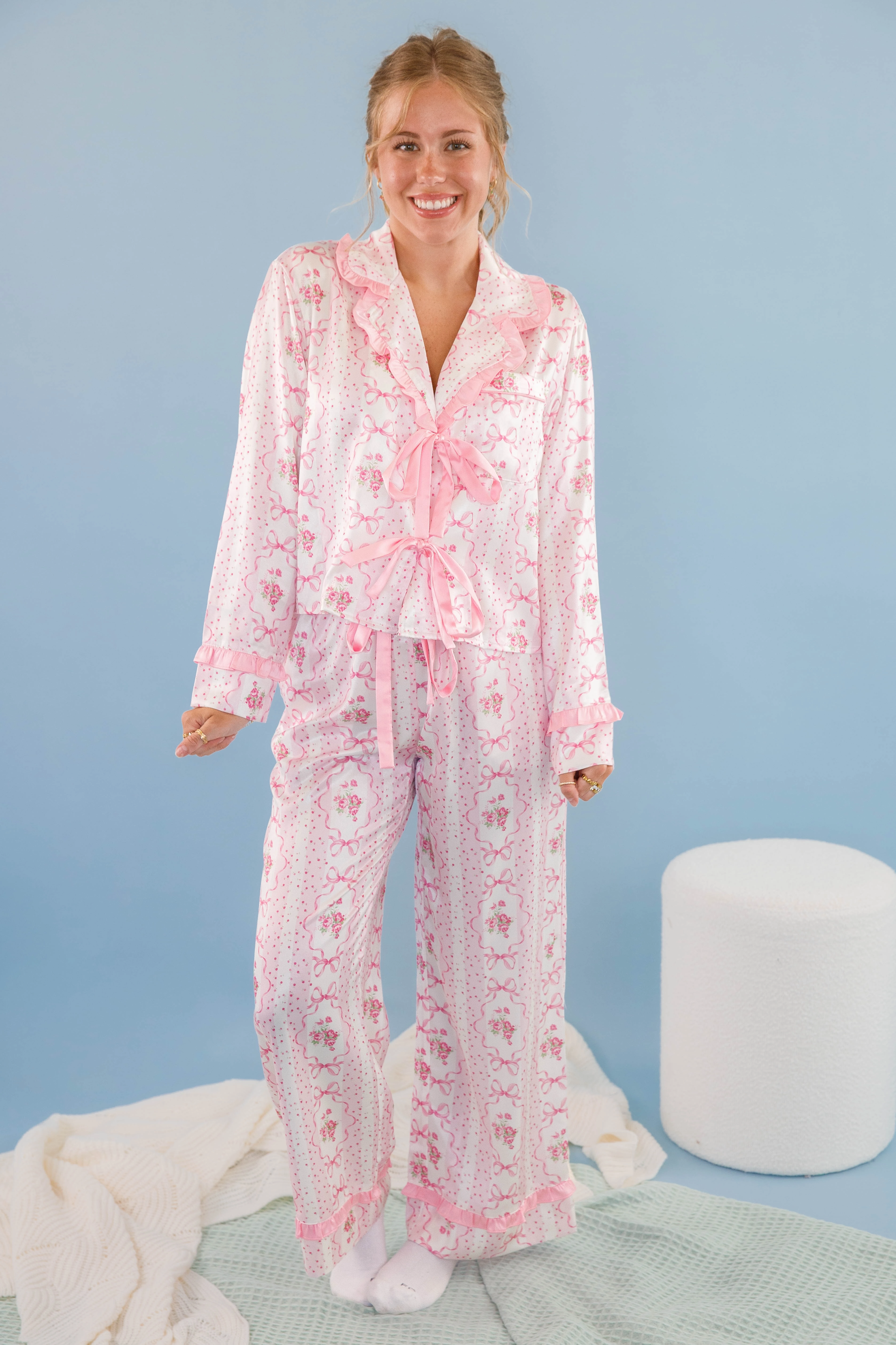 Rom-Com Marathon Pajama Top Elasticized Waistband QuickRelease Closure