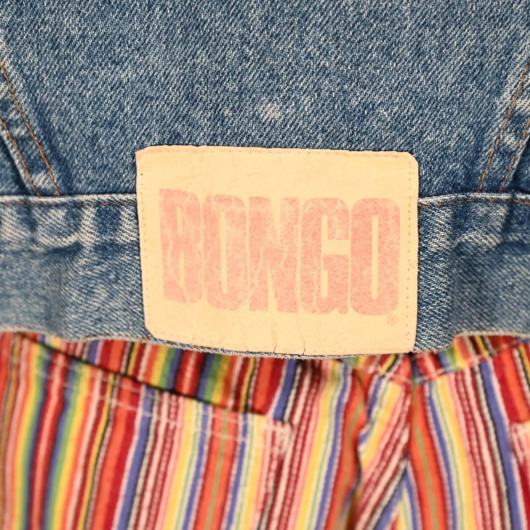 SOLD Vintage Cropped Bongo Denim Jacket, 90s Pins & Buttons, OOAK S