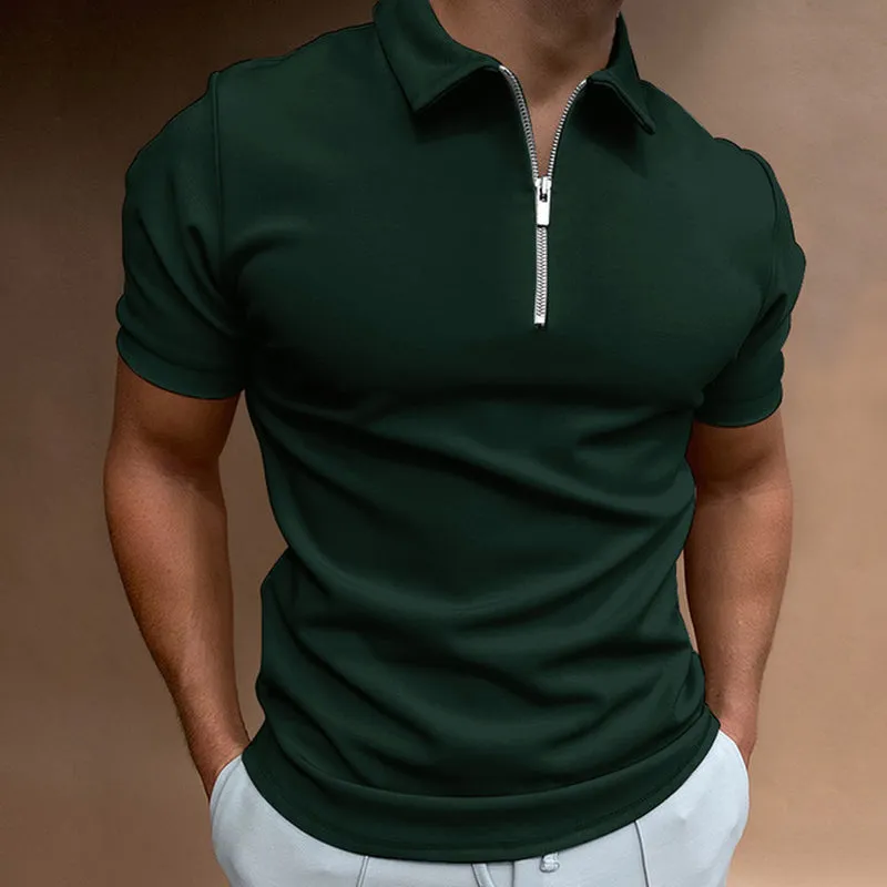 Solid Color  Zipper Polo Shirt | Popular Male Apparel and Accessories