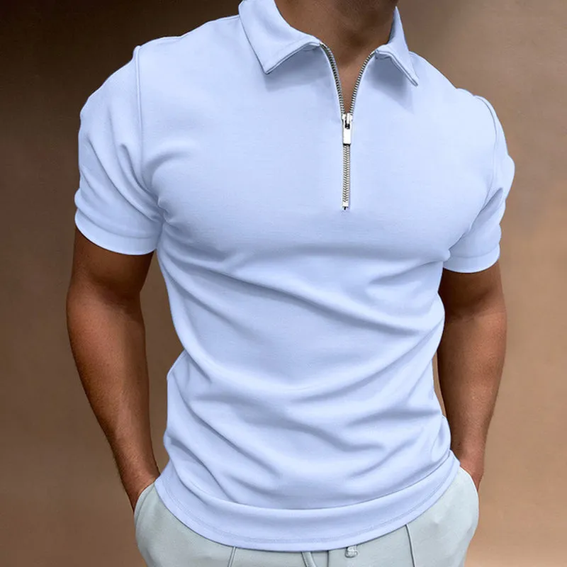 Solid Color  Zipper Polo Shirt | Popular Male Apparel and Accessories