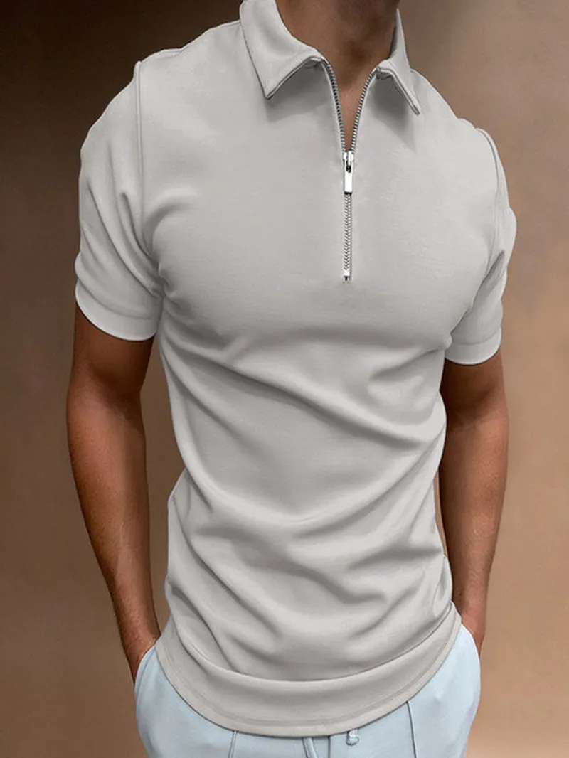 Solid Color  Zipper Polo Shirt | Popular Male Apparel and Accessories
