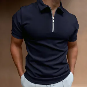 Solid Color  Zipper Polo Shirt | Popular Male Apparel and Accessories