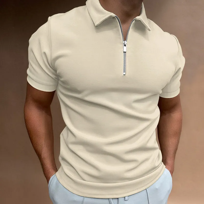 Solid Color  Zipper Polo Shirt | Popular Male Apparel and Accessories