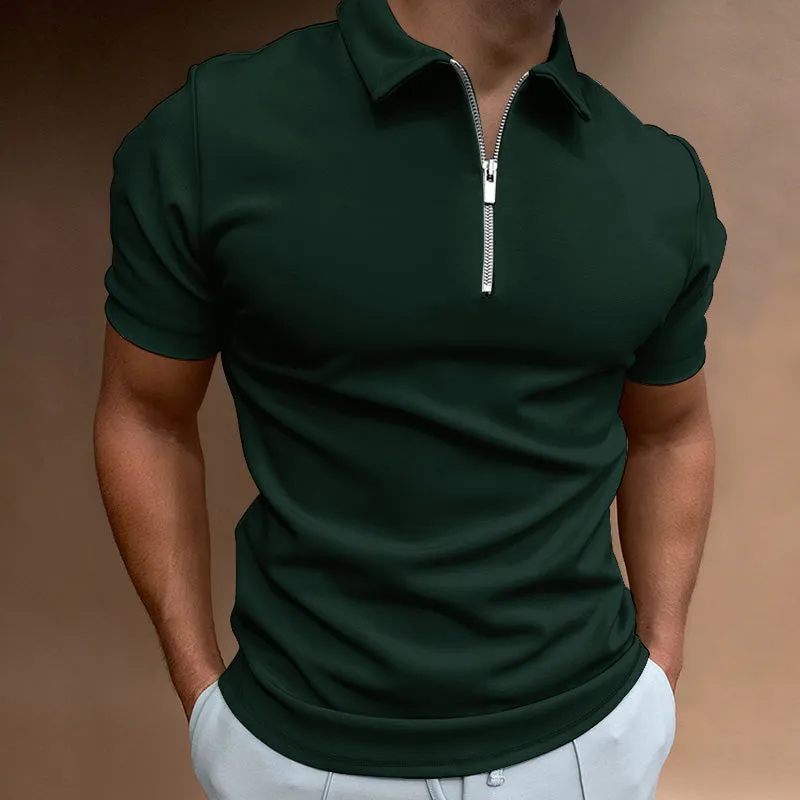 Solid Color  Zipper Polo Shirt | Popular Male Apparel and Accessories