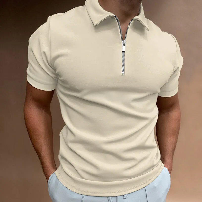 Solid Color  Zipper Polo Shirt | Popular Male Apparel and Accessories