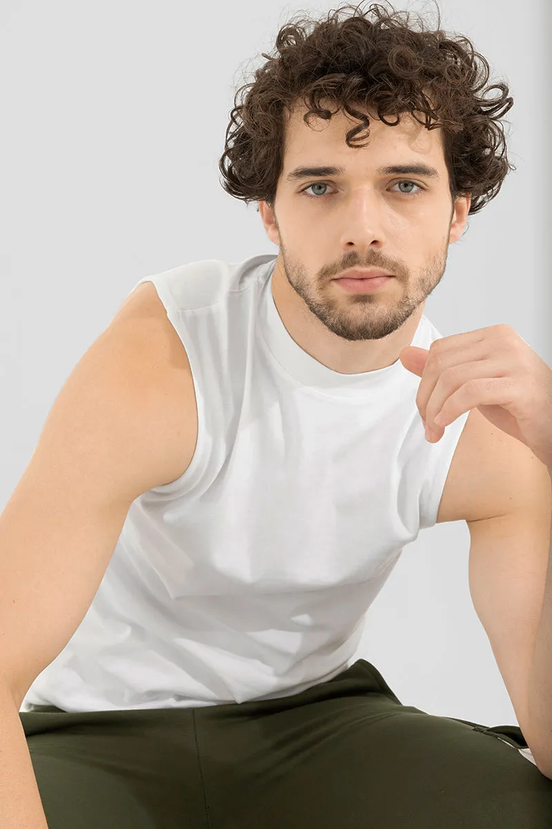 Solidie White Sleeveless T-Shirt