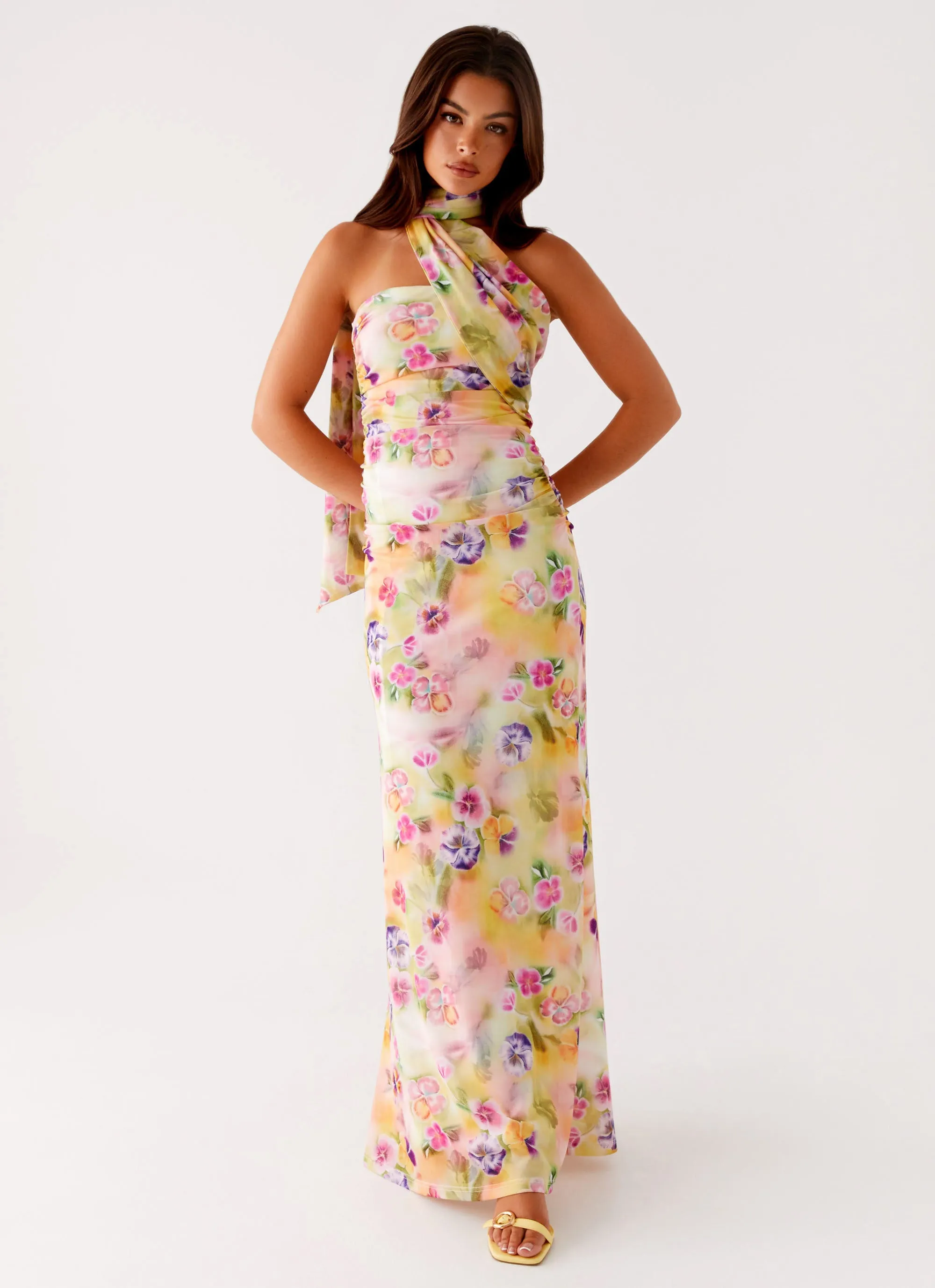 Happy Scent Neutral Finish Songbird Maxi Dress - Sunburst Floral