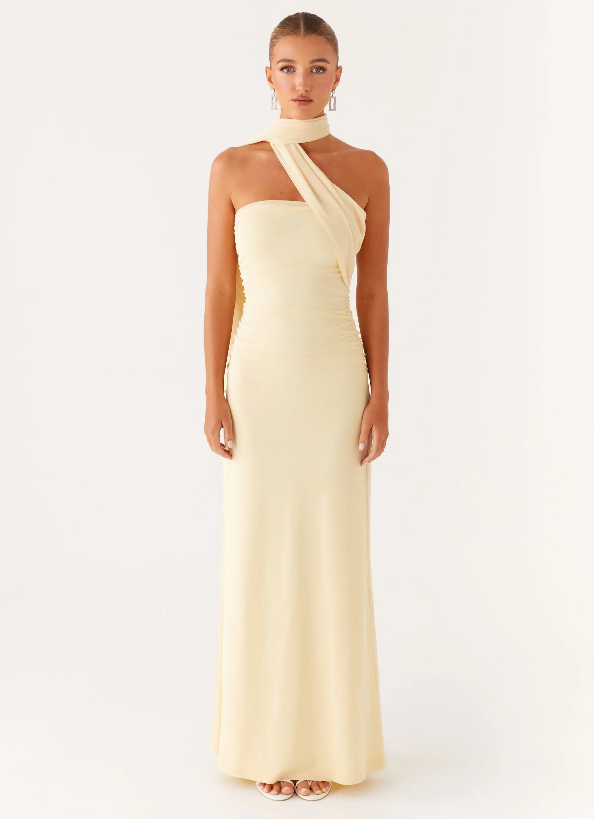 Songbird Maxi Dress - Yellow everyday staple Scalloped-Edge