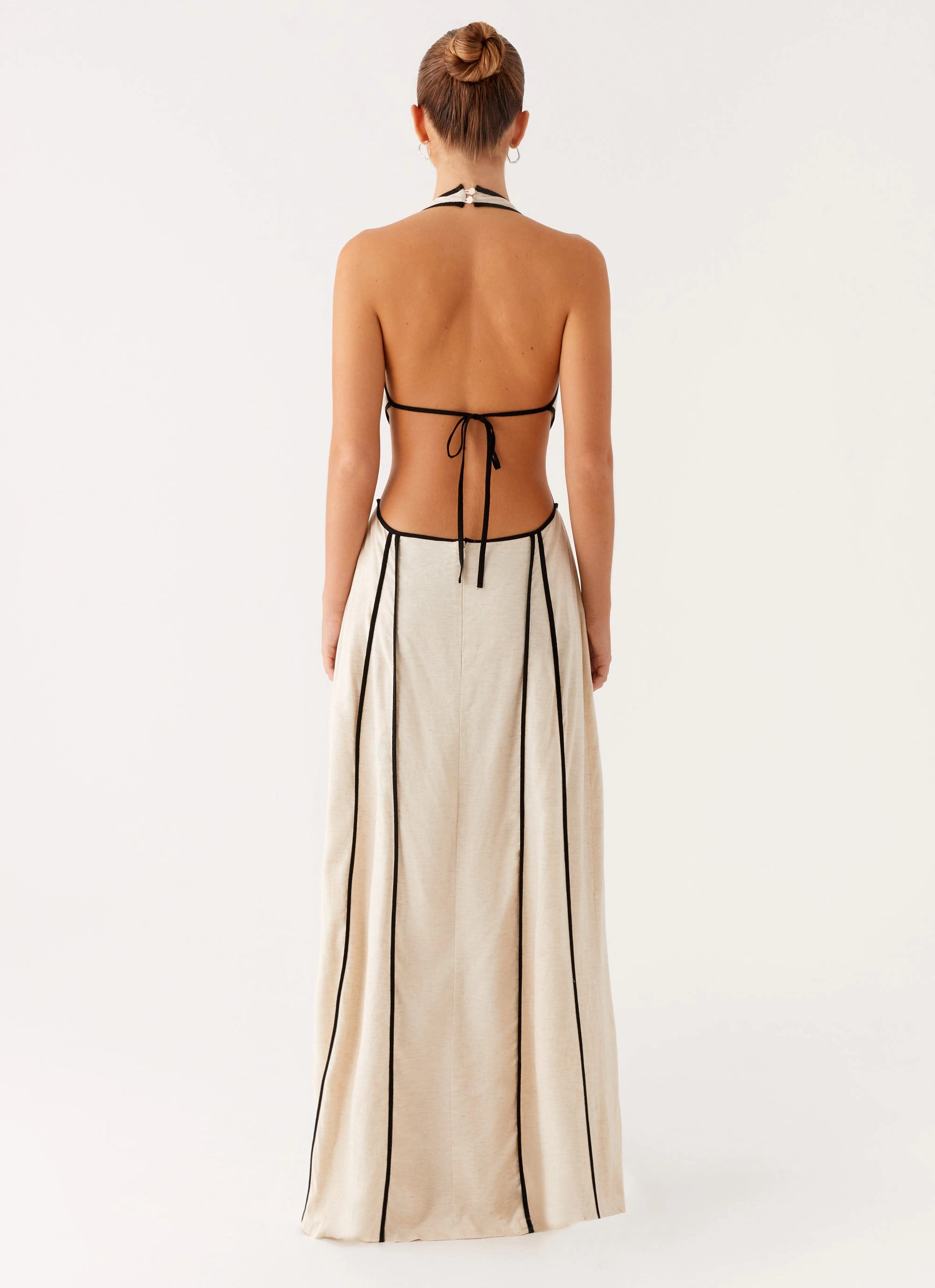 Sonnet Maxi Dress - Oatmeal Sheer Panel Stream Cut