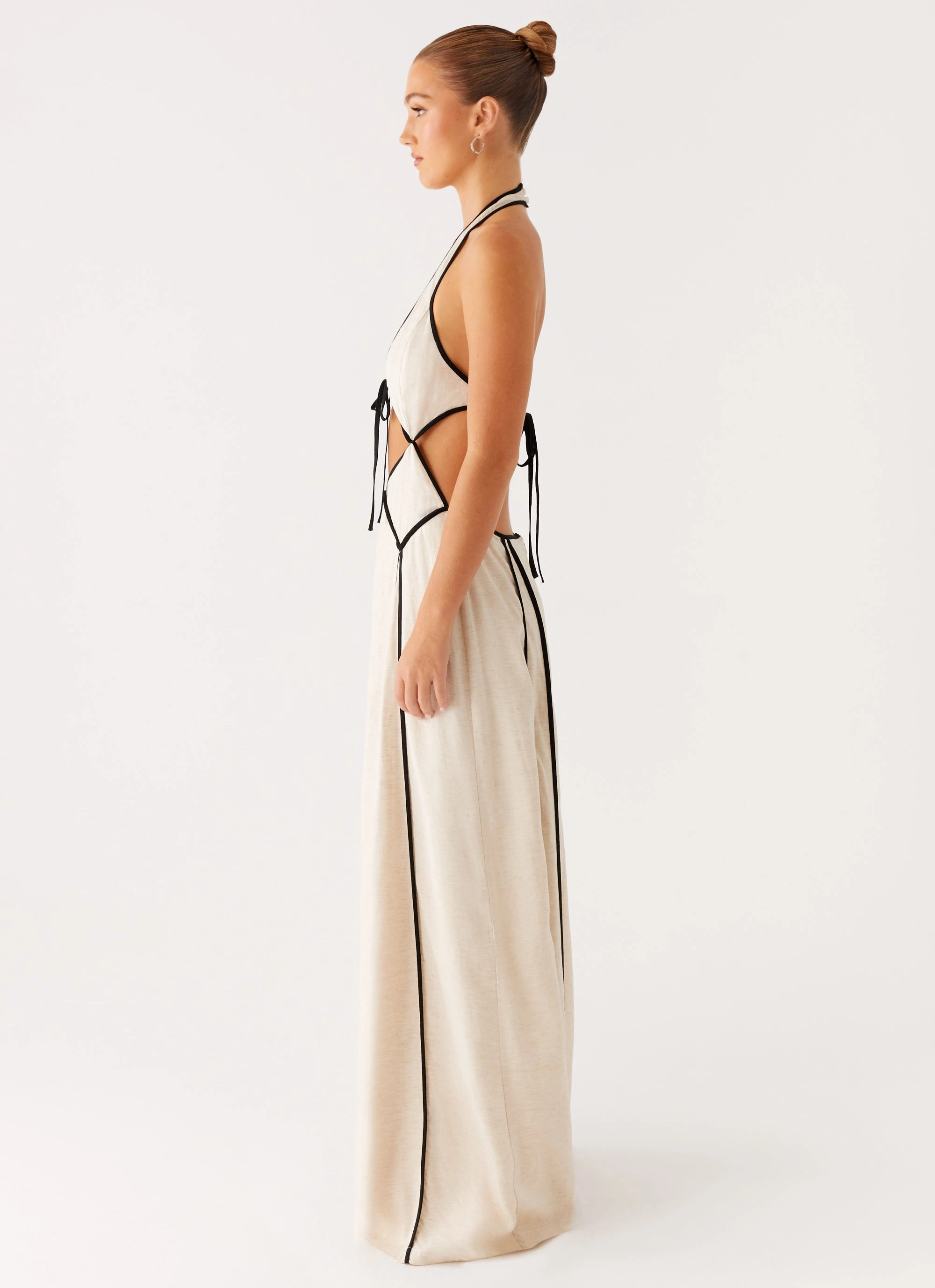 Sonnet Maxi Dress - Oatmeal Snap-Closure EcoFriendlyDye
