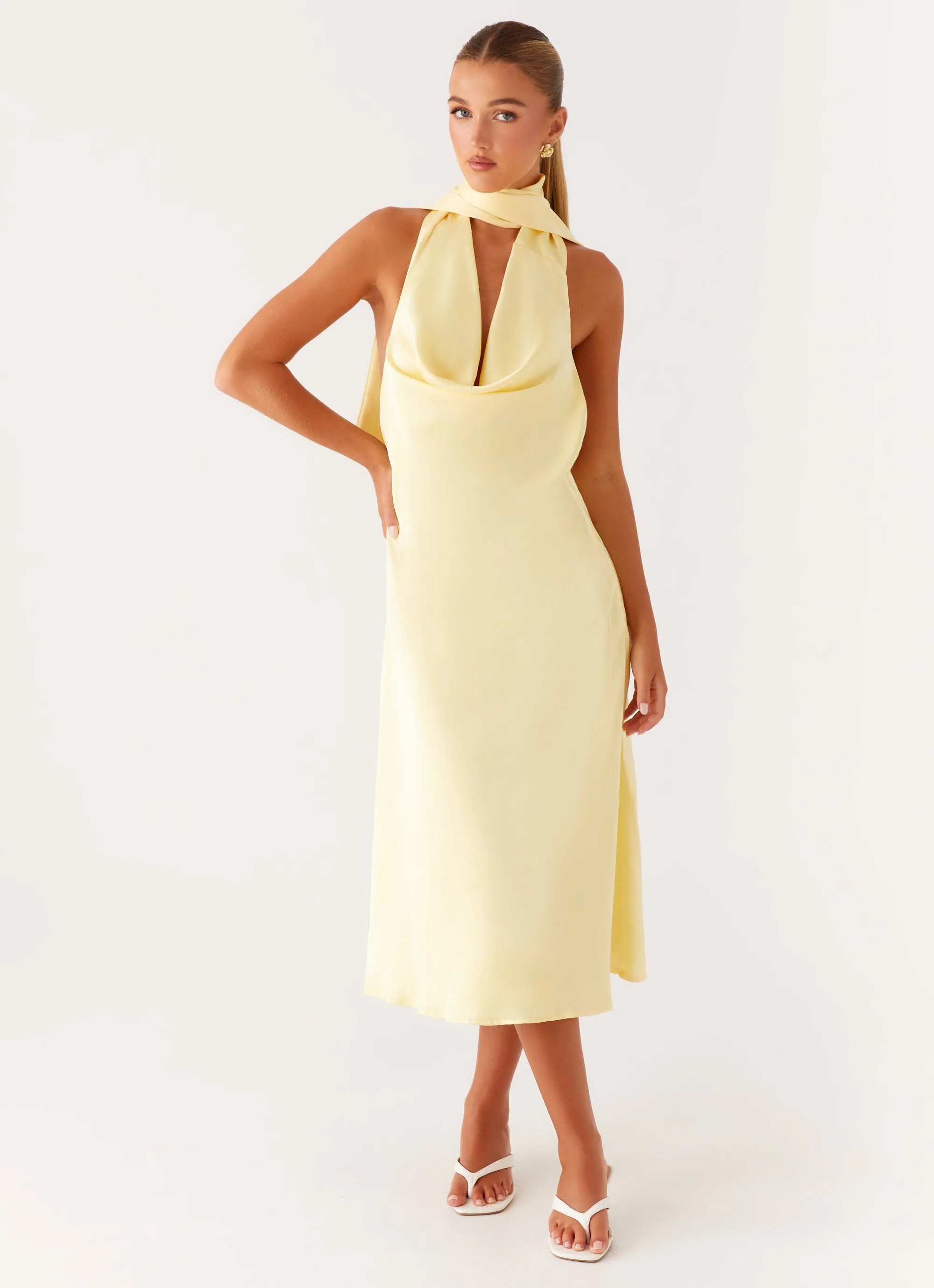 Comfy Style Airy Fabric Sonny Midi Dress - Yellow