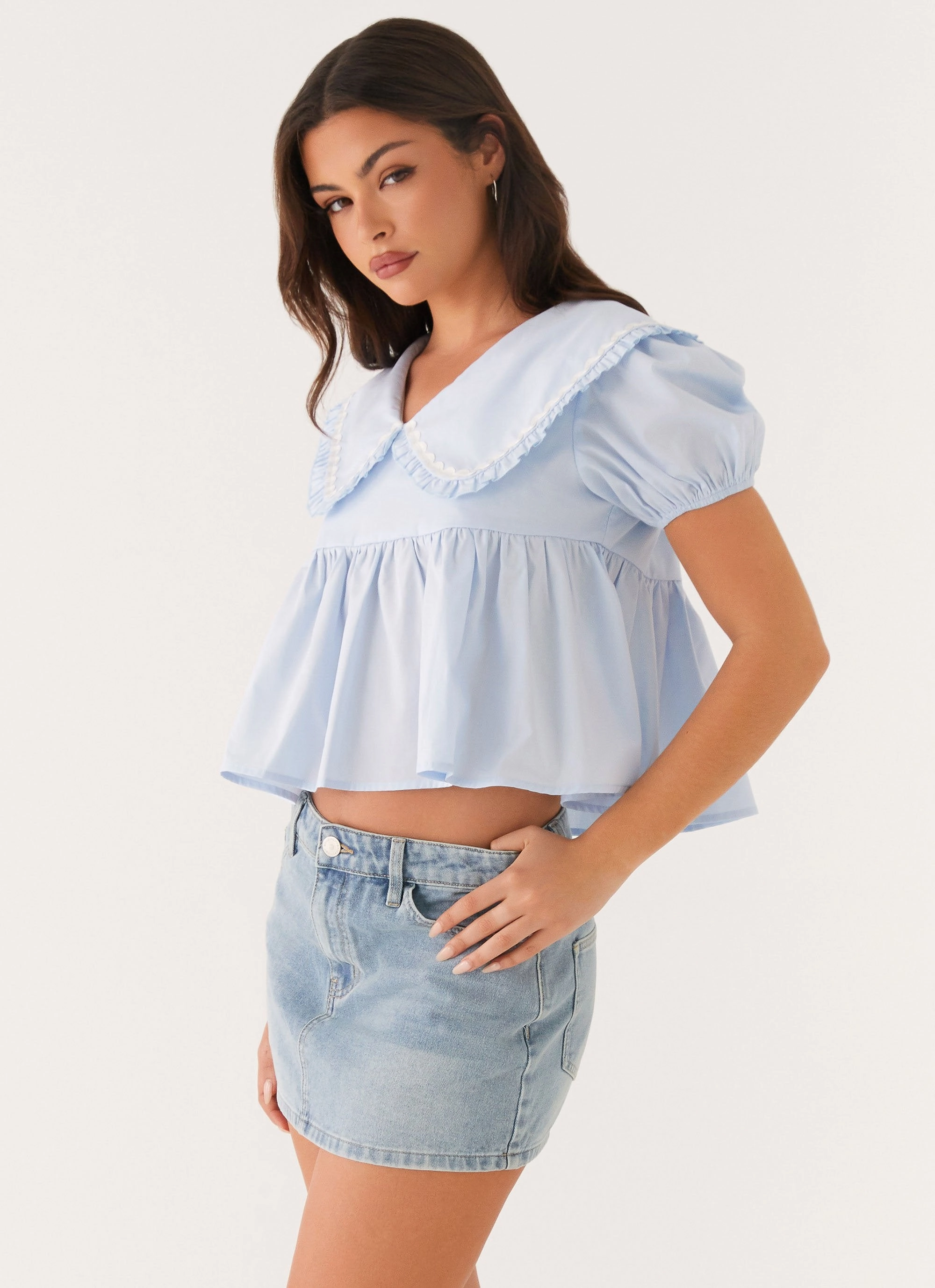 Sophie Babydoll Top - Blue AntiPill Surface