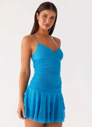 Emily Mini Dress - Royal Blue Smooth Curve