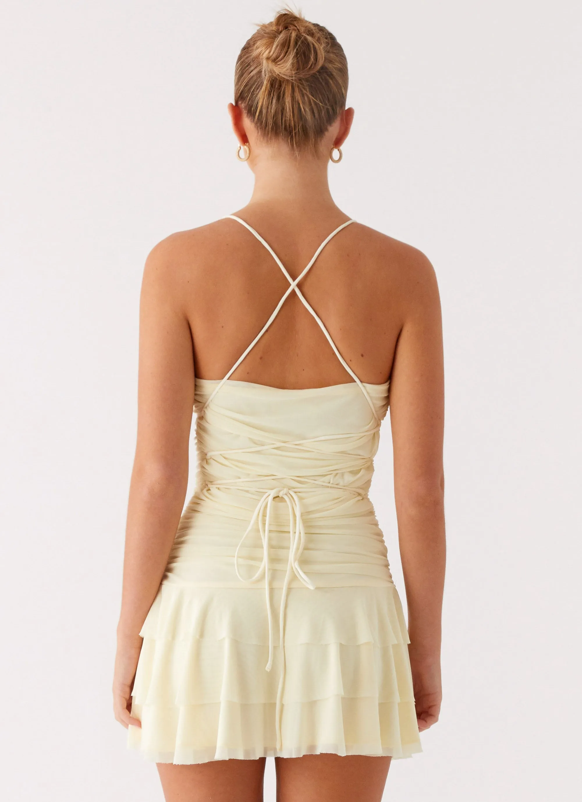 Side Ruching Confident Mood Emily Mini Dress - Yellow