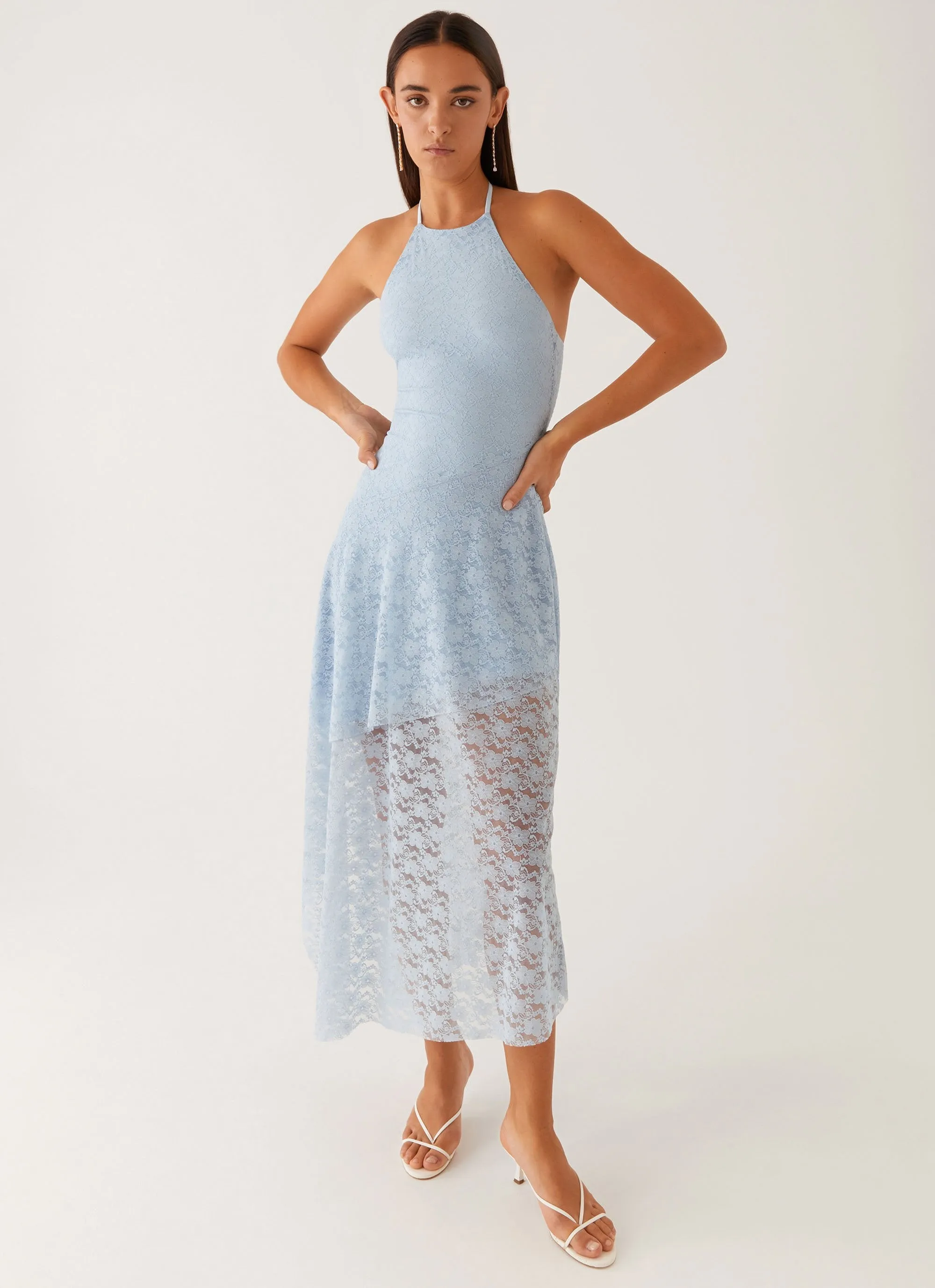 LayeredHemline Lyndal Lace Midi Dress - Blue